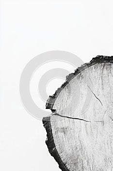 A close-up shot of a weathered tree stump in black and white