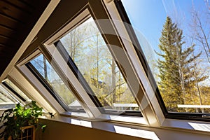 close-up shot of wide dormer windows in the sunlight