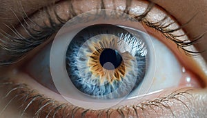 Close up shot of woman blue eye