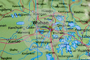 Wuhan on map photo
