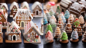 close-up shots of Christmas cookies, gingerbread houses, and other festive treats