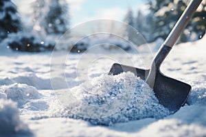 shovel covered in snow photo