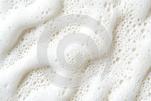 Close-up of creamy foam texture with bubbles. Artificial Intelligence