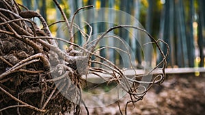 Exposed Root System of a Fallen Tree in the Forest During Daytime