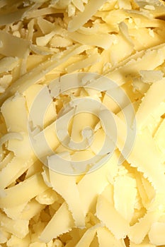 Close up of shreaded grated Chedder cheese