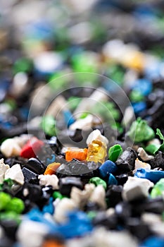 Close Up Of  Shredded Recycled Plastic Background Environmental Concept