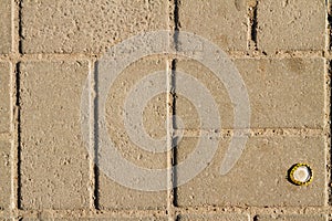 Close-up sidewalk made of cobblestones.