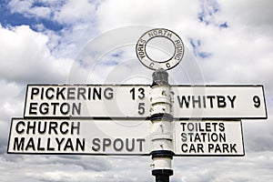Signpost in Goathland, North Yorkshire