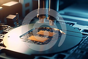 Close-up of Silicon Die are being Extracted from Semiconductor