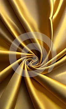 Close up silk fabric yellow, luxury themed abstract background. Silk fabric golden, satin fabric wave background.