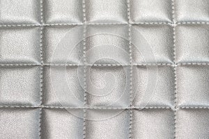 Close up Silver gray Stitched Leather texture background