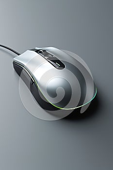 Close up of Silver Wired Computer Mouse,Generative AI