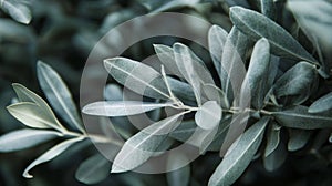 A Close-Up of Silvery-Green Olive Branch Leaves