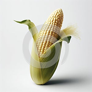 close up Single ear of corn isolated on white background. ai generative