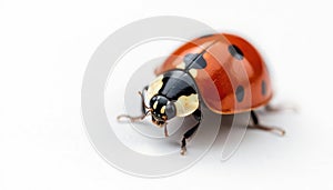 Close up of a single ladybug on white background, pest, fauna