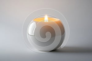 Close-Up of a Single Lit Candle with Soft Yellow Flame, Isolated on White Background