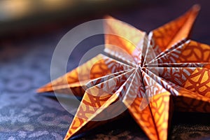 close-up of a single origami star