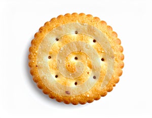 Fresh Round Cracker On White Background