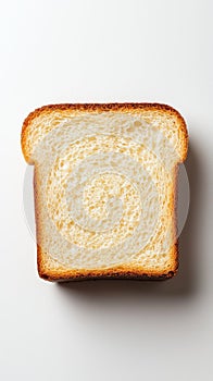 Close-up of a single slice of toasted bread on a white background