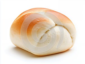 Close Up of a Single Soft White Bread Roll on White