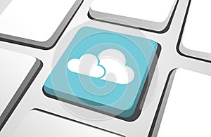 Close-Up Of Sky Blue Cloud Computing Computer Icon