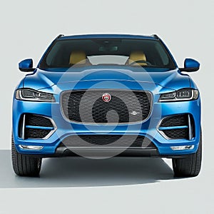 Close-up of a Sleek Blue Jaguar F-Pace Grille