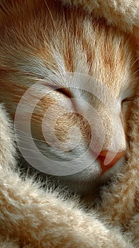 Close Up of a Sleeping Orange Kitten