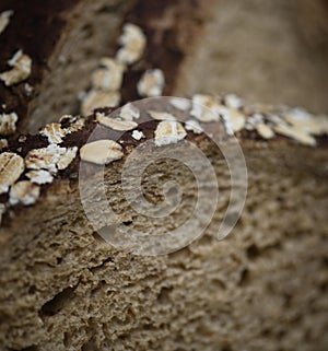 Close up of a slice of brown bread