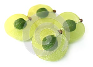 Close up of sliced amla fruits