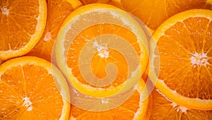 Close up sliced fresh orange as a texture background