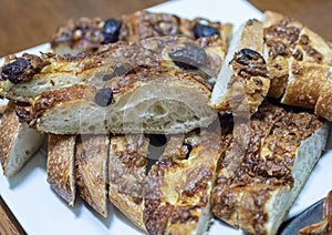 Close-up of sliced healthy Olive and Cheese Loaf