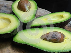 Close up of sliced organic avocadoes