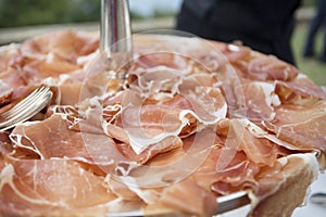 Close up of slices of parma ham