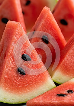 Close Up of Slices of Red Watermelon
