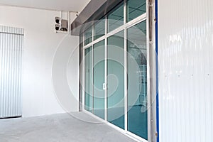 Close-up of sliding glass doors