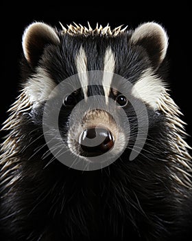 a close up of a small animal with a black background. generative ai