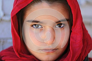 Close-up of a small girl with hijab