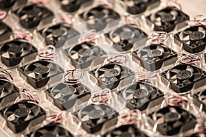 Close-up small plastic computer coolers