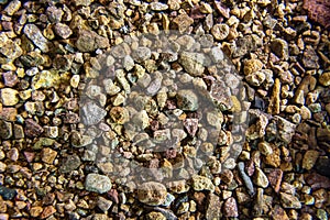 Close-up of small stones and pebbles