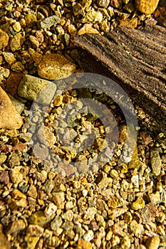 Close-up of small stones and pebbles underwater