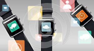 Close up of smart watch with application icons