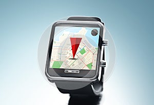 Close up of smart watch with gps navigation app