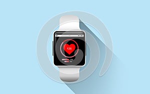 Close up of smart watch with heart rate icon