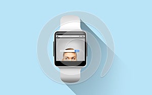 Close up of smart watch with internet search bar