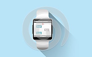Close up of smart watch with messenger application