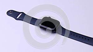 Close-up smart watch on a white background, electronics video.