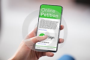 Close-up Of Smartphone With Online Petition Form