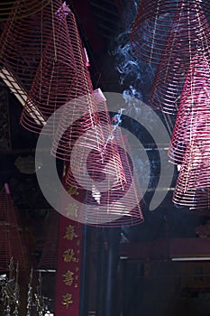 Incense lamps in Pagoda Chua Min Huong, Ho Chi Minh City, Vietnam photo