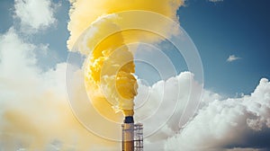 Close up of smokestack emitting sulfur dioxide