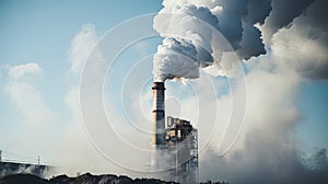 Close up of smokestack emitting sulfur dioxide